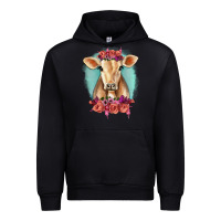 Black Floral Cow Urban Hoodie - RanaPortraitStore