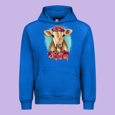 Floral Cow Urban Hoodie Designed By Ranaportraitstore