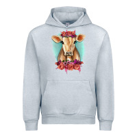 Heather Grey Floral Cow Urban Hoodie - RanaPortraitStore