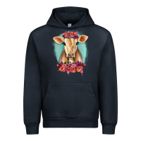 Navy Floral Cow Urban Hoodie - RanaPortraitStore