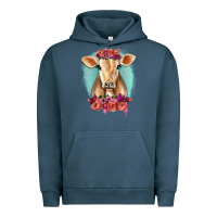 Pigment Midnight Navy Floral Cow Urban Hoodie - RanaPortraitStore