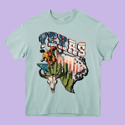 Texas 4th Of July Heavy Core Tee Designed By Fadigitalartstudio