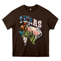 Chocolate Brown Texas 4th of July Heavy Core Tee - FaDigitalArtStudio