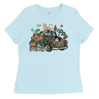 Baby Blue Happy Easter Ladies Tee - CowhideDigitalArt