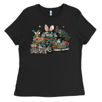 Black Happy Easter Ladies Tee - CowhideDigitalArt