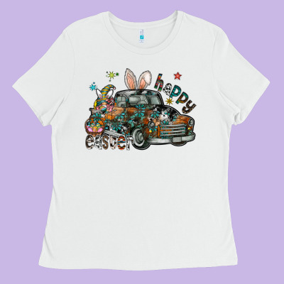 Happy Easter Ladies Tee Designed By Cowhidedigitalart