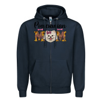 Navy western mom pomeranian Zipper Hoodie - RanaPortraitStore