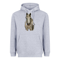 Heather Grey horse Heavyweight Hoodie - RanaPortraitStore
