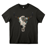 Asphalt Cowhide Bull Skull Heavy Core Tee - Jasminsmagicworld