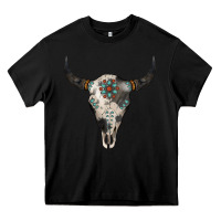 Black Cowhide Bull Skull Heavy Core Tee - Jasminsmagicworld