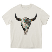 Cream Cowhide Bull Skull Heavy Core Tee - Jasminsmagicworld