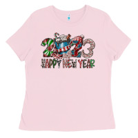 Bubblegum Pink 2023 Happy New Year Ladies Tee - CowhideDigitalArt