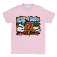 Bubblegum Pink merry christmas highland cow with farm Classic Tee - RanaPortraitStore