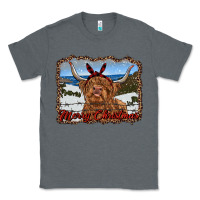 Charcoal Heather merry christmas highland cow with farm Classic Tee - RanaPortraitStore