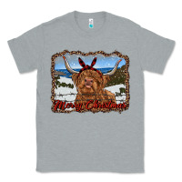 Heather Grey merry christmas highland cow with farm Classic Tee - RanaPortraitStore