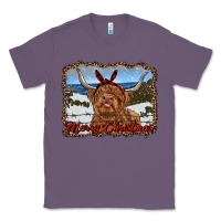 Lavender merry christmas highland cow with farm Classic Tee - RanaPortraitStore