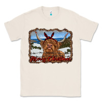 Natural merry christmas highland cow with farm Classic Tee - RanaPortraitStore