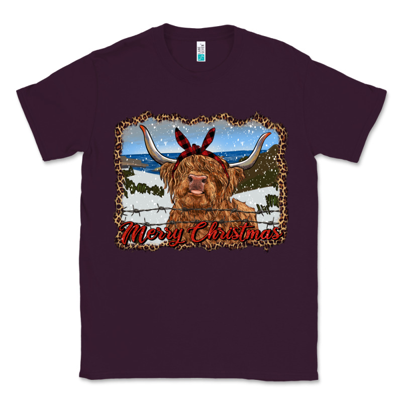 Merry Christmas Highland Cow With Farm Classic Tee by RanaPortraitStore | Teevron
