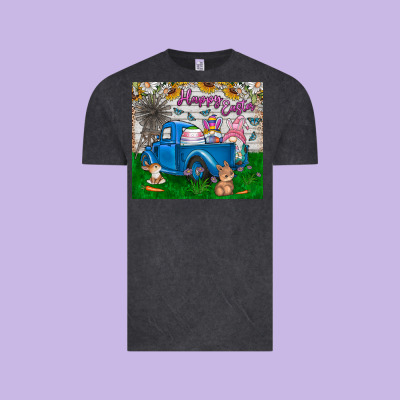 Happy Easter Truck Vintage Tee Designed By Cowhidedigitalart