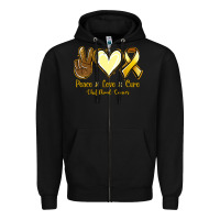 Black Peace Love Cure Childhood Cancer Zipper Hoodie - Jasminsmagicworld