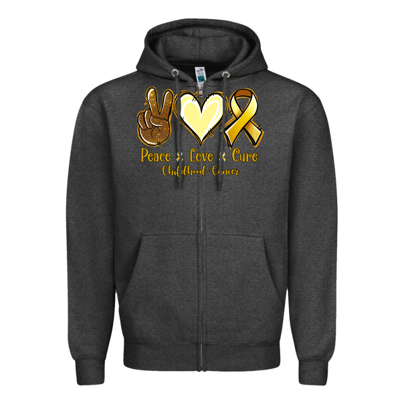 Peace Love Cure Childhood Cancer Zipper Hoodie by Jasminsmagicworld | Teevron