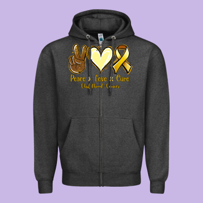 Peace Love Cure Childhood Cancer Zipper Hoodie Designed By Jasminsmagicworld