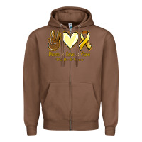 Chestnut Peace Love Cure Childhood Cancer Zipper Hoodie - Jasminsmagicworld