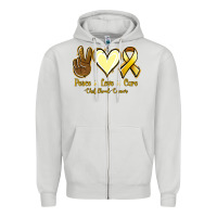 Dove Grey Peace Love Cure Childhood Cancer Zipper Hoodie - Jasminsmagicworld