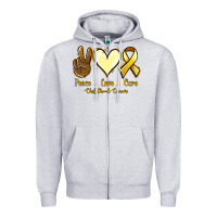 Heather Grey Peace Love Cure Childhood Cancer Zipper Hoodie - Jasminsmagicworld