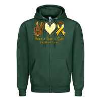 Sports Green Peace Love Cure Childhood Cancer Zipper Hoodie - Jasminsmagicworld