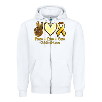 White Peace Love Cure Childhood Cancer Zipper Hoodie - Jasminsmagicworld