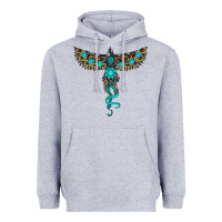 Heather Grey turquoise thunderbird Heavyweight Hoodie - RanaPortraitStore
