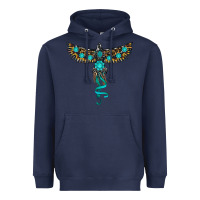 Navy turquoise thunderbird Heavyweight Hoodie - RanaPortraitStore