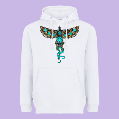 Turquoise Thunderbird Heavyweight Hoodie Designed By Ranaportraitstore