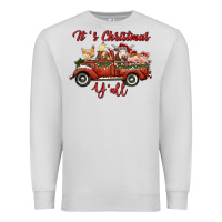 Dove Grey it's christmas y'all truck with farm animals Premium Sweatshirt - RanaPortraitStore