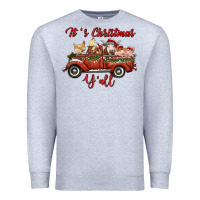 Heather Grey it's christmas y'all truck with farm animals Premium Sweatshirt - RanaPortraitStore