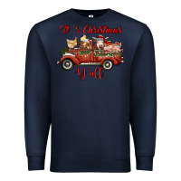 Navy it's christmas y'all truck with farm animals Premium Sweatshirt - RanaPortraitStore