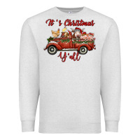 Oatmeal Heather it's christmas y'all truck with farm animals Premium Sweatshirt - RanaPortraitStore