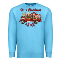 Ocean Blue it's christmas y'all truck with farm animals Premium Sweatshirt - RanaPortraitStore