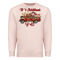 Pale Pink it's christmas y'all truck with farm animals Premium Sweatshirt - RanaPortraitStore