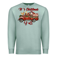 Seafoam it's christmas y'all truck with farm animals Premium Sweatshirt - RanaPortraitStore