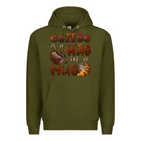 Army Green coffee is a hug in a mug Premium Hoodie - BarkalooDesign