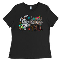 Black Happy Easter Y'all Ladies Tee - CowhideDigitalArt