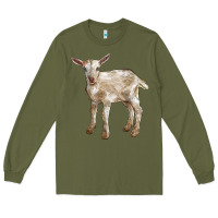 Army Green Baby Saanen Goat Long Sleeve Tee - LillyAllenDesigns