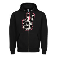 Black Black White Dalmatian Peace Sign Zipper Hoodie - Jasminsmagicworld