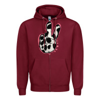 Burgundy Black White Dalmatian Peace Sign Zipper Hoodie - Jasminsmagicworld
