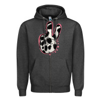 Charcoal Heather Black White Dalmatian Peace Sign Zipper Hoodie - Jasminsmagicworld