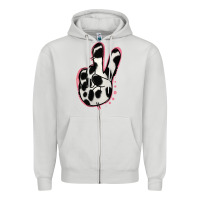 Dove Grey Black White Dalmatian Peace Sign Zipper Hoodie - Jasminsmagicworld
