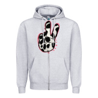 Heather Grey Black White Dalmatian Peace Sign Zipper Hoodie - Jasminsmagicworld