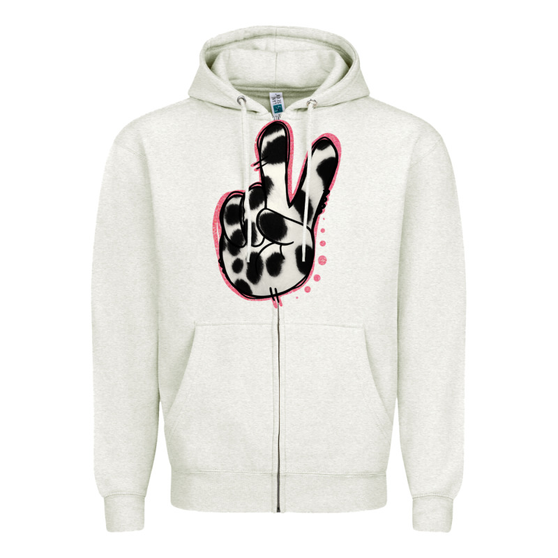 Black White Dalmatian Peace Sign Zipper Hoodie by Jasminsmagicworld | Teevron
